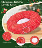 Pawaboo Cat Tunnel Bed Under Christmas Tree 35.4'', Decorative Christmas Style Kitty Tube Tunnel with Toy Ball, Christmas Cat Toy Circle Tunnel (Red Star)