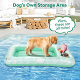 Pawaboo Dog Pool Float, Inflatable Pet Pool Floats for Medium Large Dogs Up to 220 lbs, Dog Raft and Float for Pools with Dual Handles Snack Area, Dogs Floating Lounger for Pools Beach Lake, Green