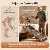 Pawaboo 2026 Upgraded Dog Ramp for Couch, Foldable Small Dog Ramp for Sofa with 7 Adjustable Heights from 2.2'' to 18.5", Portable Non-Slip Pet Ramps for Couch Sofa, Walnut