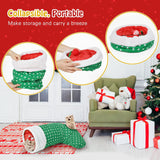 Pawaboo Cat Tunnel Christmas Sock with Bell Balls, Upgraded 2 Way Cat Tunnel Interactive Toy for Christmas, Pet Xmas Stocking with Crinkle Paper & Strong Spring-steel Frame for Cats Kitten Kitty,Green
