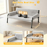 Pawaboo Elevated Cat Couch Bed for Indoor Cats, Sturdy Metal Frame Cat Sofa | Cat Bed Furniture with Removable Washable Cover, Reclined Backrest, Fluffy Raised Pet Sofa Kitten Hammock Chair Home, Gray