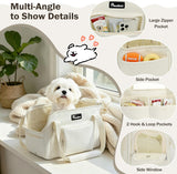 Pawaboo Dog Purse Carrier, Airline Approved Soft Sided Pet Carrier for Small Dogs Cats Rabbits with Large Pockets, Safety Leash, Soft Cushion, Breathable Dog Travel Carrying Tote Bag with Mesh Window