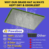 Pawaboo Stainless Steel Dog Grass Pad with Tray, 28'' x 20'' Dog Litter Box with 2pcs Reusable Artificial Grass Mats, Puppy Potty Tray with Washable Pee Pad, Silver + Green