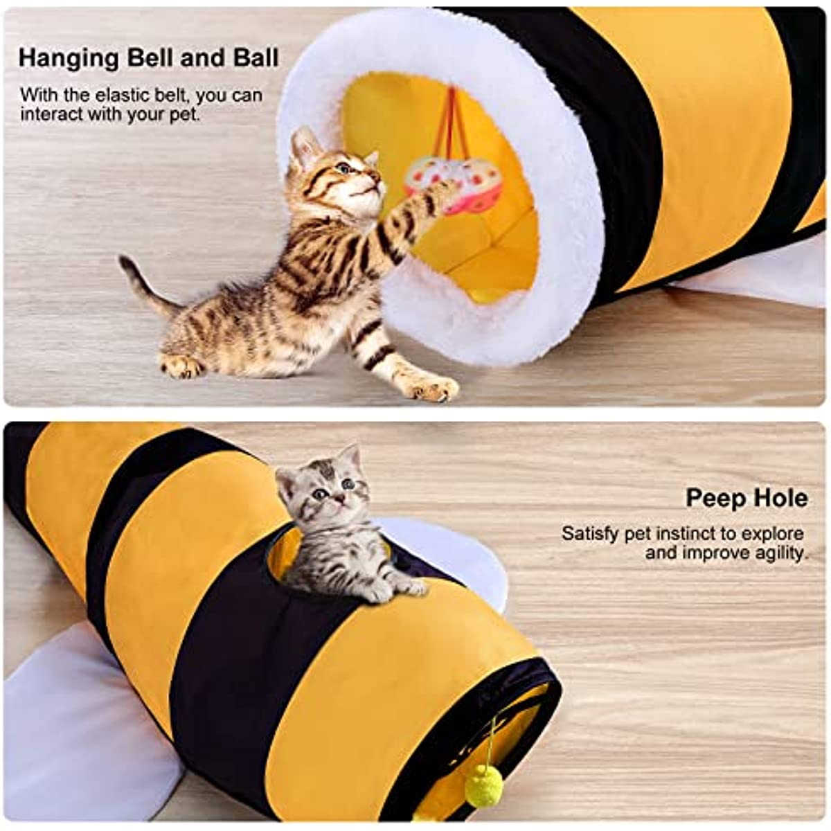 Bee Theme Cat Tunnel for Indoor Cat
