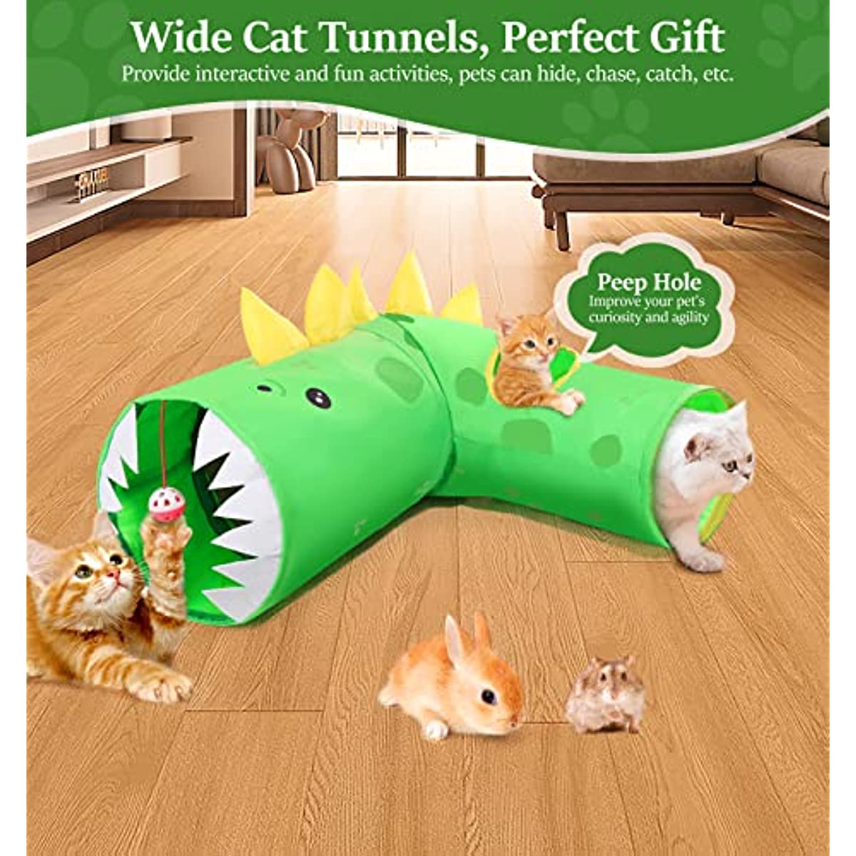 Dinosaur Shaped Cat Tunnel for Indoor Cat
