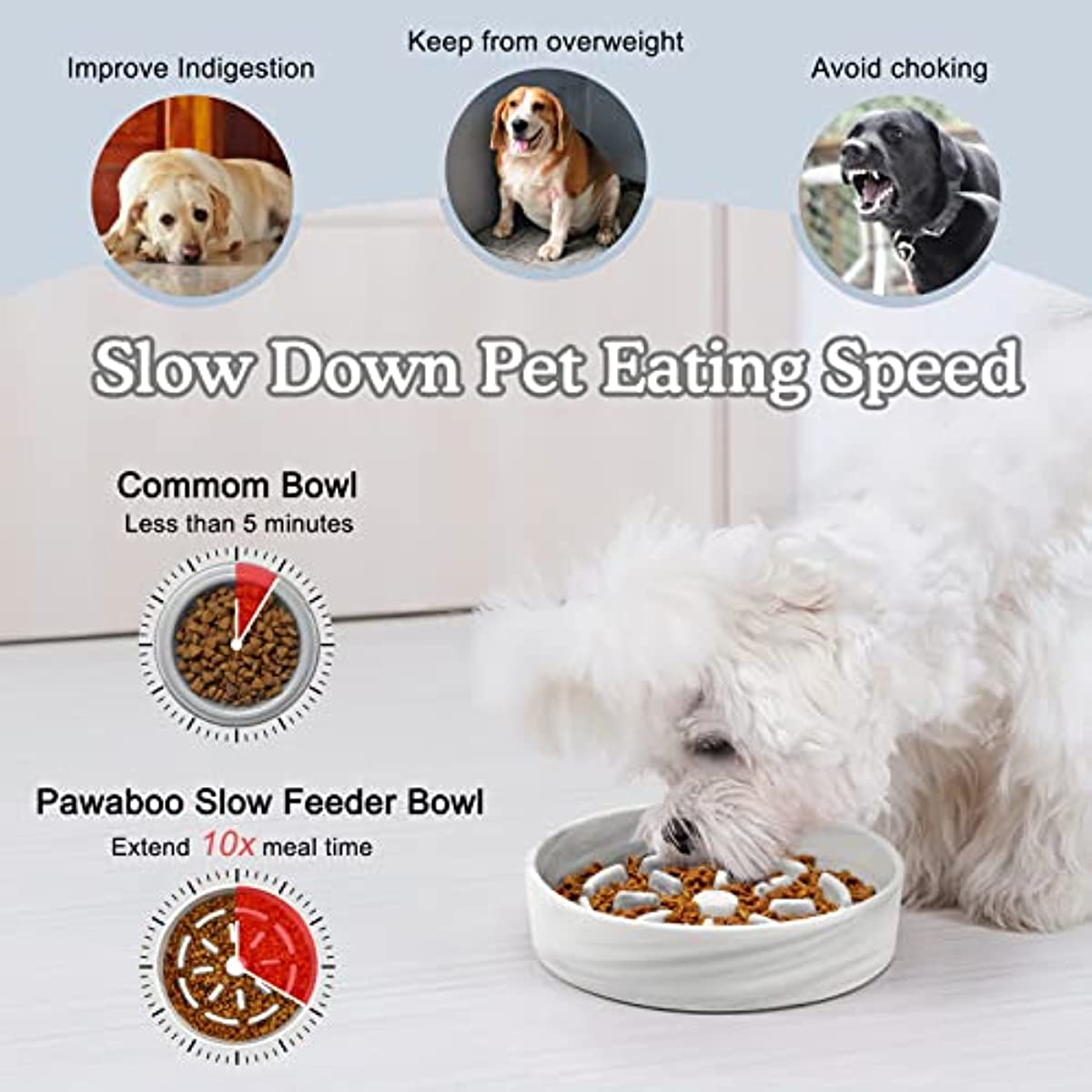 Dog Ceramic Slow Feeder Bowl