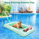 Pawaboo Dog Pool Float, Inflatable Pet Pool Floats for Medium Large Dogs Up to 220 lbs, Dog Raft and Float for Pools with Dual Handles Snack Area, Dogs Floating Lounger for Pools Beach Lake, Green