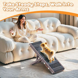 Pawaboo Foldable Dog Ramp, Small Dog Ramp for Sofa, Couch & Stairs, Portable Stable Pet Step Ramps with Non-Slip Pad, 4 Adjustable Height from 13'' to 21", Grey Purple