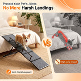 Pawaboo Metal Dog Ramp for Bed, Foldable Pet Ramp with Handle, Dark Gray