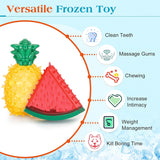 Pawaboo Pet Teether Cooling Chew Toys, 2 Pack Freezable Teething Toy for Puppies, Watermelon and Pineapple Shape Freeze Interactive Toys in Summer, Frozen Dog Treat Training Tools for Dogs
