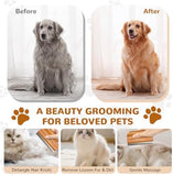Pawaboo Deshedding Brush, Hangable Wooden Grooming Shedding Brush for Dogs & Cats, Dog Hair Removal Comb with Ergonomic Gripping for Long Hair Dogs and Cats, Walnut
