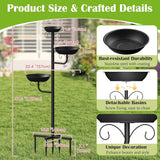 Pawaboo Bird Bath for Outside, 47in Metal Freestanding Birdbaths & Birdfeeder, Bird Feeder Bowl and 2 Birds Bath Bowls, 5-Pronged Base Birds Baths Feeder Stand for Outdoors Garden Yard Lawn Decor