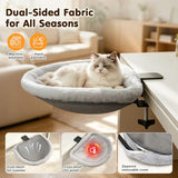 Pawaboo Foldable Cat Desk Bed, Sunken Hanging Cats Bed with Steel Clamp, 40lbs Load Bearing Reversible Plush Cats Hammock, One-Click Fold Cat Side Table Beds Washable for Game Office Home Desktop