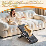 Pawaboo 2026 Upgraded Small Dog Ramp for Couch Foldable, 5 Ajustable Height | Height from 9.8" to 20.5", Portable Stable Pet Steps with Non-Slip Pad, Pet Ramps Use for Sofa Couch Stairs, Wood