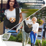 Pawaboo Hands Free Dog Sling Carrier for Small Dogs & Cats – Reversible Puppy Carrier Purse with Adjustable Safety Harness, Up to 12 lbs, Black
