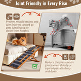 Pawaboo 2026 Upgraded Dog Ramp, Foldable Dog Ramp for Bed Couch, 5 Adjustable Height from 19.7" to 30", 57" Pet Steps with Dogs Tag & Safety Side Rails, Walnut