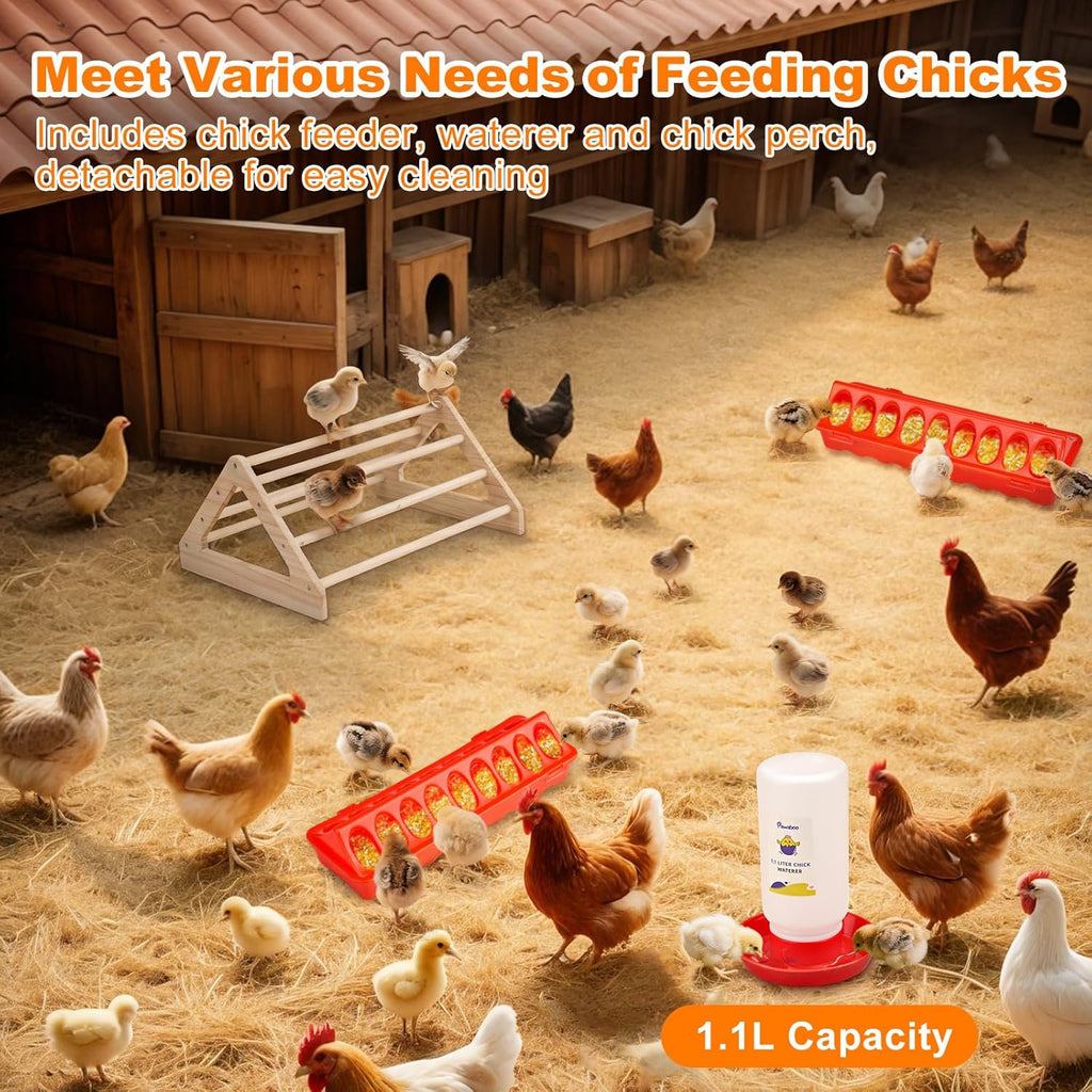 Pawaboo 6-in-1 Chicken Brooder Box for Chick Starter Kit, Includes Pet