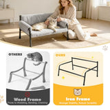 Pawaboo Elevated Cat Couch Bed for Indoor Cats, Sturdy Metal Frame Cat Sofa | Cat Bed Furniture with Removable Washable Cover, Reclined Backrest, Fluffy Raised Pet Sofa Kitten Hammock Chair Home, Gray