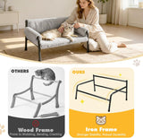 Pawaboo Elevated Cat Couch Bed for Indoor Cats, Sturdy Metal Frame Cat Bed Furniture with Removable Washable Cover, Reclined Backrest, Fluffy Raised Pet Sofa Kitten Hammock Chair for Home, Gray
