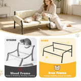 Pawaboo Elevated Cat Couch Bed for Indoor Cats, Sturdy Metal Frame Cat Sofa | Cat Bed Furniture with Removable Washable Cover, Reclined Backrest, Fluffy Raised Pet Sofa Kitten Hammock Chair Home, Beige