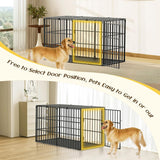 Pawaboo Heavy Duty Dog Crate, 56 inch Large Metal Dog Cage, Thickened Anti-bite Dogs Kennel with Mat, Dogs Playpen with Secure Top, Pet Cage Crate with Lock Door, Black