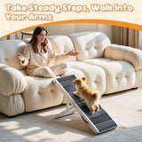 Pawaboo Foldable Dog Ramp, Small Dog Ramp for Sofa, Couch & Stairs, Portable Stable Pet Step Ramps with Non-Slip Pad, 4 Adjustable Height from 13'' to 21", White