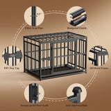 Pawaboo 38 Inch Heavy Duty Dog Crate, Indestructible and Escape Proof Dog Cage with Rustproof Coating, 0.5 Inch Iron Tube Thickened Dogs Kennel for High Anxiety Dogs, Lockable Door & Removable Tray