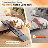 Pawaboo Metal Dog Ramp for Bed, Foldable Pet Ramp with Handle, Light Gray
