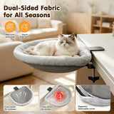 Pawaboo Foldable Cat Desk Bed, Sunken Hanging Cats Bed with Steel Clamp, 40lbs Load Bearing Reversible Plush Cats Hammock, One-Click Fold Cat Side Table Beds Washable for Game Office Home Desktop