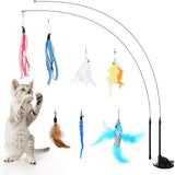 4 Pack Cat Feather Teaser Wand Toys