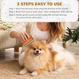 Pawaboo Deshedding Brush for Dogs & Cats, Dog Hair Removal Comb with Ergonomic Gripping, Wooden Grooming Shedding Brush for Long Hair Dogs and Cats, Hangable Pet Cleaning Comb Supplies, 3 Inch, Walnut