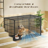 Pawaboo Heavy Duty Dog Crate, 56 inch Large Metal Dog Cage, Thickened Anti-bite Dogs Kennel with Mat, Dogs Playpen with Secure Top, Pet Cage Crate with Lock Door, Black