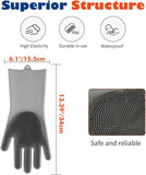 Magic Pet Grooming Gloves, Dog Bathing Shampoo Gloves with High Density Teeth, Heat Resistant Silicone Pet Hair Remover Brush for Cat & Dogs, Gray