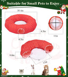 Pawaboo Cat Tunnel Bed Under Christmas Tree 35.4'', Decorative Christmas Style Kitty Tube Tunnel with Toy Ball, Christmas Cat Toy Circle Tunnel (Red Star)