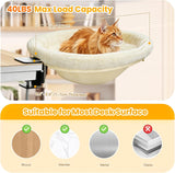 Pawaboo Cat Desk Bed, One-Click Foldable Sunken Cats Hammock up to 40lbs | Cat Side Table Beds with Soft Plush, Washable & Reversible Hanging Cats Bed with Steel Clamp for Office Home Game Desktop