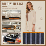 Pawaboo 2026 Upgraded Dog Ramp, Foldable Dog Ramp for Bed Couch, 5 Adjustable Height from 19.7" to 30", 57" Pet Steps with Dogs Tag & Safety Side Rails, Walnut