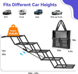 Extra Wide Dog Stairs for Car, Foldable Dog Ramps for Car with Non Slip Surface & Reflective Tape, Heavy Duty Dogs Steps for Cars, SUV, Truck, 300lbs Capacity, 14"-35" Adjustable Height