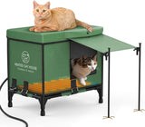 Casa para gatos con base elevada y calefacción para gatos que viven al aire libre