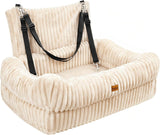 Pawaboo Dog Car Seat Bed, Memory Foam Booster for Medium/Large Dogs, Beige