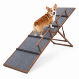 Pawaboo 63" Metal Dog Ramp for Bed, Foldable Pet Ramp, Dark Gray