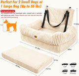 Pawaboo Dog Car Seat Bed, Memory Foam Booster for Medium/Large Dogs, Beige
