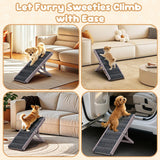 Pawaboo Foldable Dog Ramp, Small Dog Ramp for Sofa, Couch & Stairs, Portable Stable Pet Step Ramps with Non-Slip Pad, 4 Adjustable Height from 13'' to 21", Grey Purple