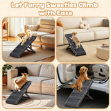 Pawaboo 2026 Upgraded Small Dog Ramp for Couch Foldable, 5 Ajustable Height | Height from 9.8" to 20.5", Portable Stable Pet Steps with Non-Slip Pad, Pet Ramps Use for Sofa Couch Stairs, Wood