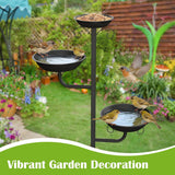 Pawaboo Bird Bath for Outside, 47in Metal Freestanding Birdbaths & Birdfeeder, Bird Feeder Bowl and 2 Birds Bath Bowls, 5-Pronged Base Birds Baths Feeder Stand