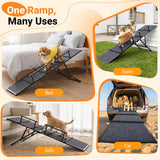 Pawaboo Metal Dog Ramp for Bed, Foldable Pet Ramp with Handle, Dark Gray