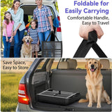 Extra Wide Dog Stairs for Car, Foldable Dog Ramps for Car with Non Slip Surface & Reflective Tape, Heavy Duty Dogs Steps for Cars, SUV, Truck, 300lbs Capacity, 14"-35" Adjustable Height
