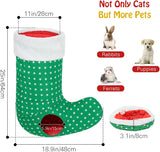 Pawaboo Cat Tunnel Christmas Sock with Bell Balls, Upgraded 2 Way Cat Tunnel Interactive Toy for Christmas, Pet Xmas Stocking with Crinkle Paper & Strong Spring-steel Frame for Cats Kitten Kitty,Green