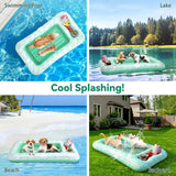 Pawaboo Dog Pool Float, Inflatable Pet Pool Floats for Medium Large Dogs Up to 220 lbs, Dog Raft and Float for Pools with Dual Handles Snack Area, Dogs Floating Lounger for Pools Beach Lake, Green