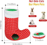 Pawaboo Cat Tunnel Christmas Sock with Bell Balls, Upgraded 2 Way Cat Tunnel Interactive Toy for Christmas, Pet Xmas Stocking with Crinkle Paper & Strong Spring-Steel Frame for Cat Kitten Kitty, Red