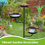 Pawaboo Bird Bath for Outside, 47in Metal Freestanding Birdbaths & Birdfeeder, Bird Feeder Bowl and 2 Birds Bath Bowls, 5-Pronged Base Birds Baths Feeder Stand for Outdoors Garden Yard Lawn Decor